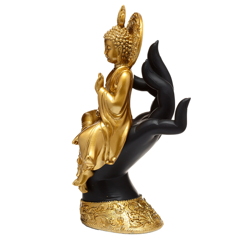 Decorative Thai Buddha Figurine - Gold Sitting in a Hand