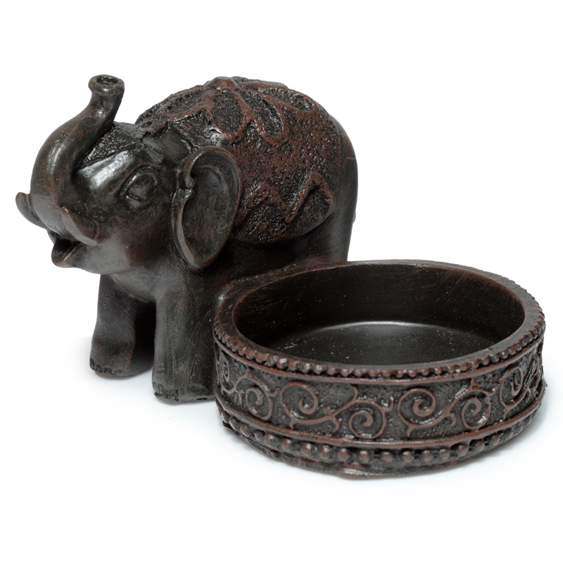 Decorative Tea Light Candle Holder - Peace of the East Wood Effect Elephant
