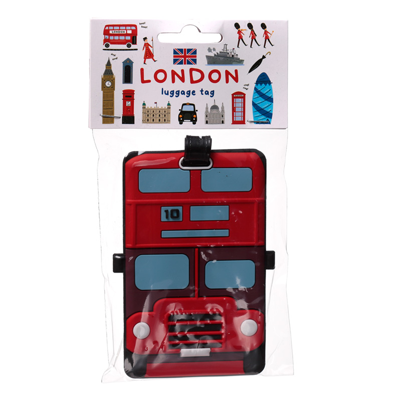 Fun Novelty London Bus Design PVC Luggage Tag
