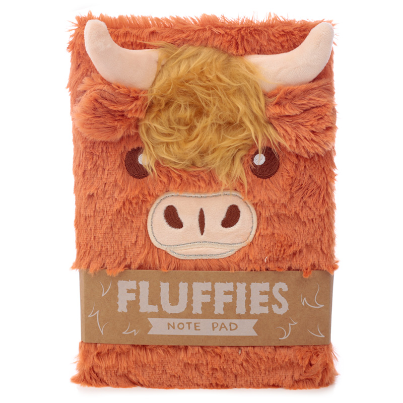 Fluffy Plush Notebook Highland Coo Cow