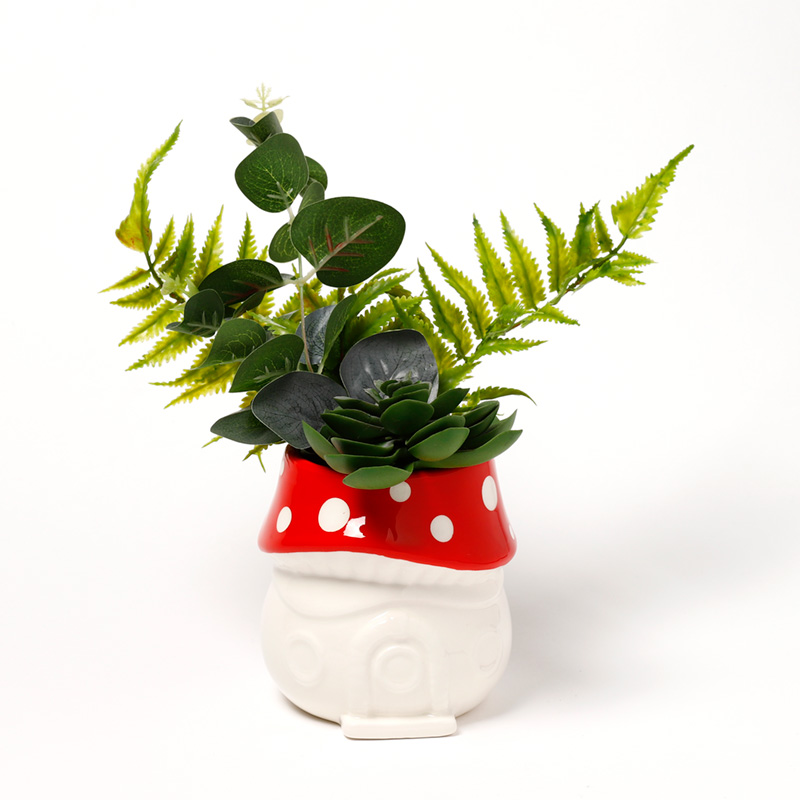 Decorative Ceramic Indoor Freestanding Planter - Fairy Toadstool House
