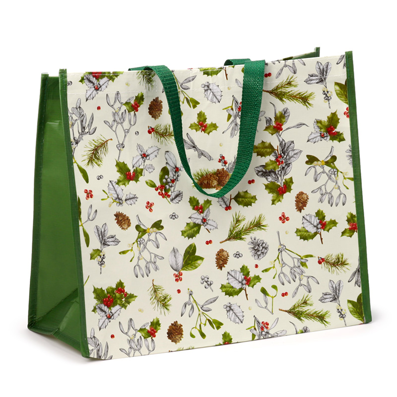Recycled RPET Reusable Shopping Bag - Christmas Winter Botanicals