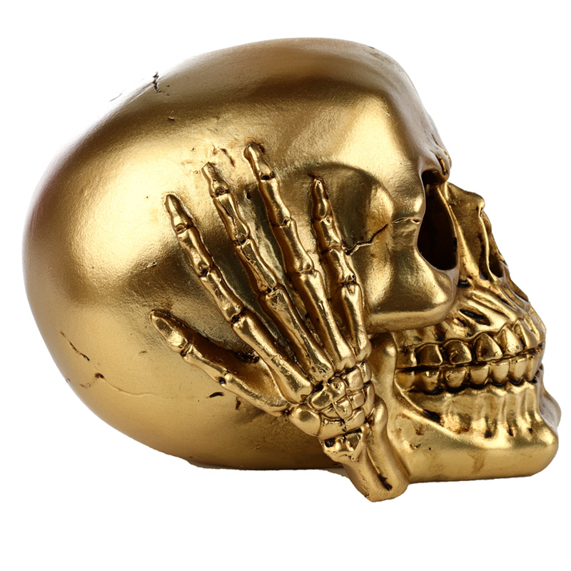 Fantasy See No Hear No Speak No Evil Set of 3 Gold Punk Skull Ornaments