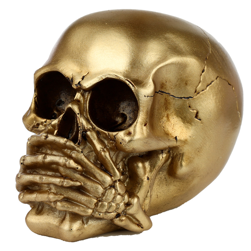 Fantasy See No Hear No Speak No Evil Set of 3 Gold Punk Skull Ornaments