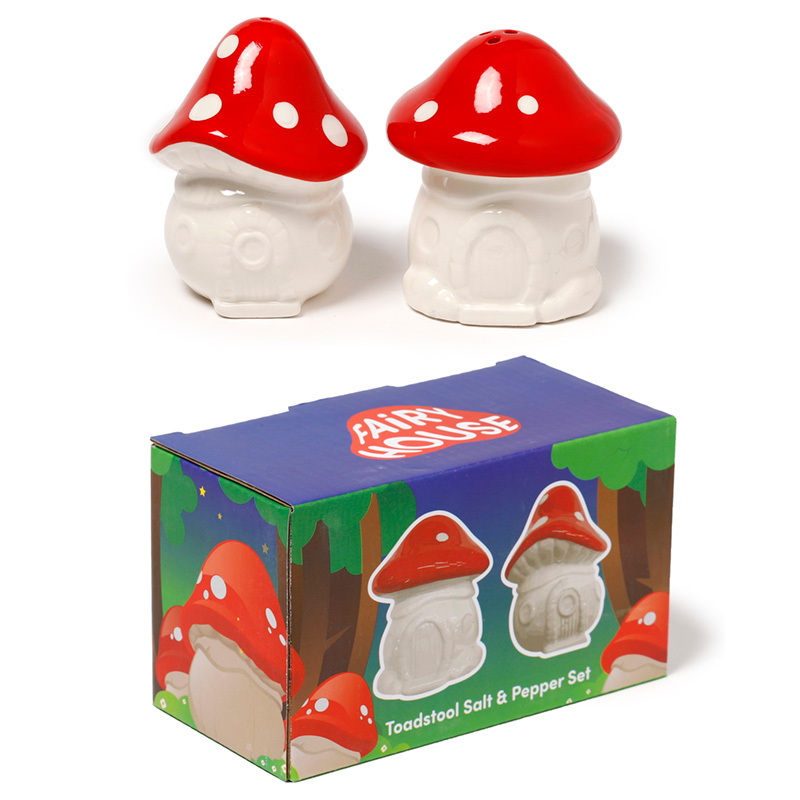 Novelty Ceramic Salt & Pepper Set - Fairy Toadstool House