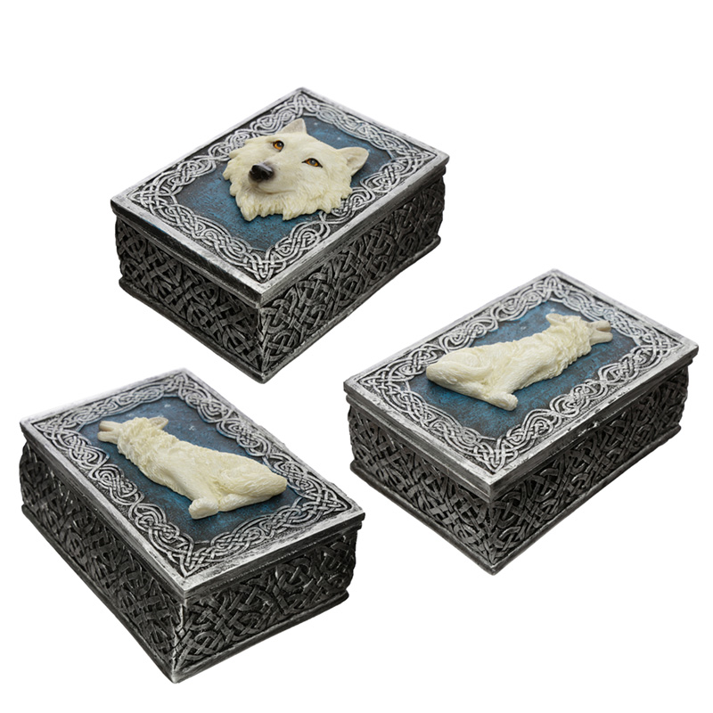 Secrets of the White Wolf Protector of the North Wolf Trinket Box
