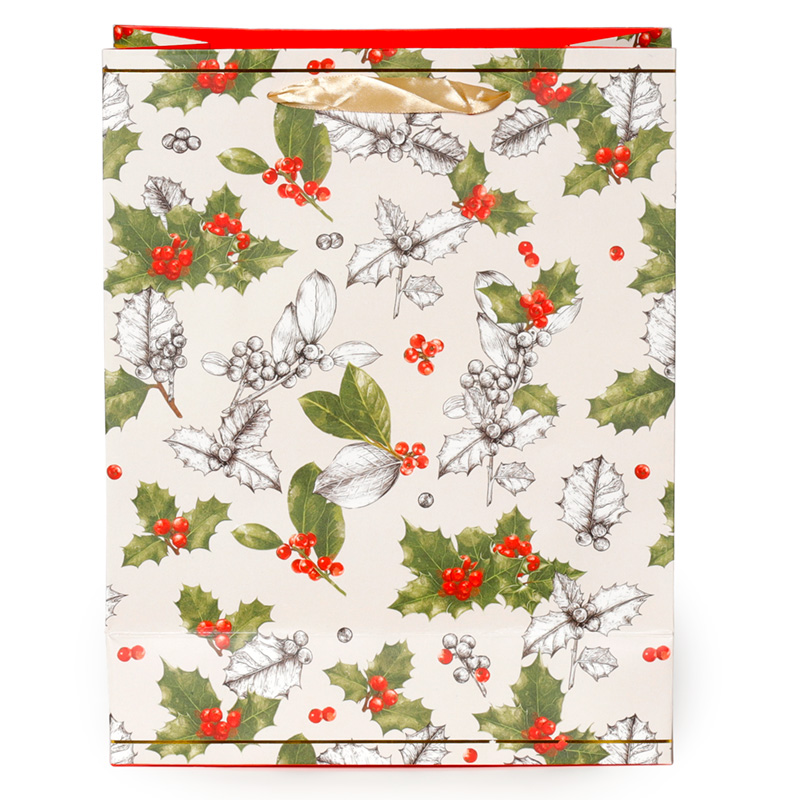 Christmas Gift Bag (Large) - Winter Botanicals Holly