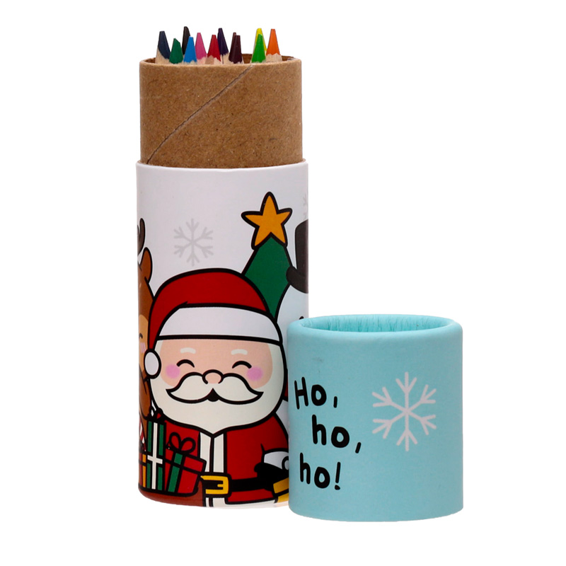 Fun Kids Colouring Pencil Tube - Christmas Festive Friends