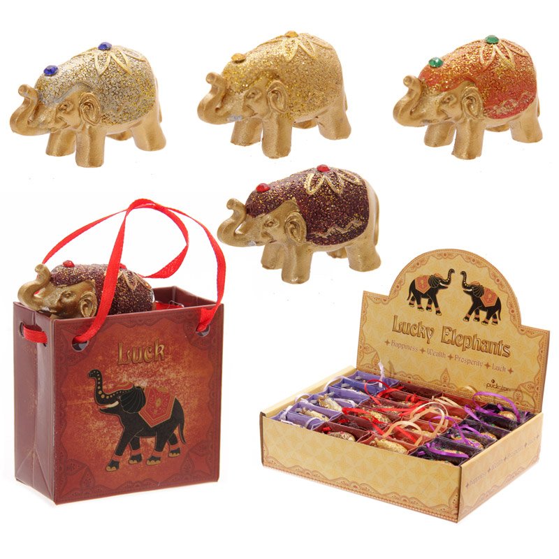 Glitter Elephant Figurine – Cute Collectable in Mini Gift Bag