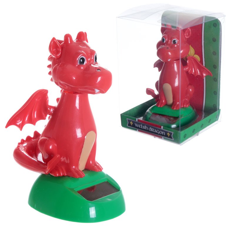 Welsh dragon garden ornament made of ABS plastic and metal, eye‑catching green dragon perched on a stone base.