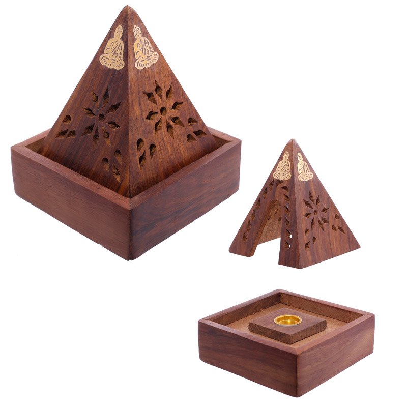 Incense Cone Storage Box – Sheesham Wood & Metal – Gadgetly