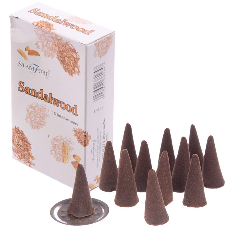 Sandalwood Incense Cones – Hand Rolled – 15 Pack