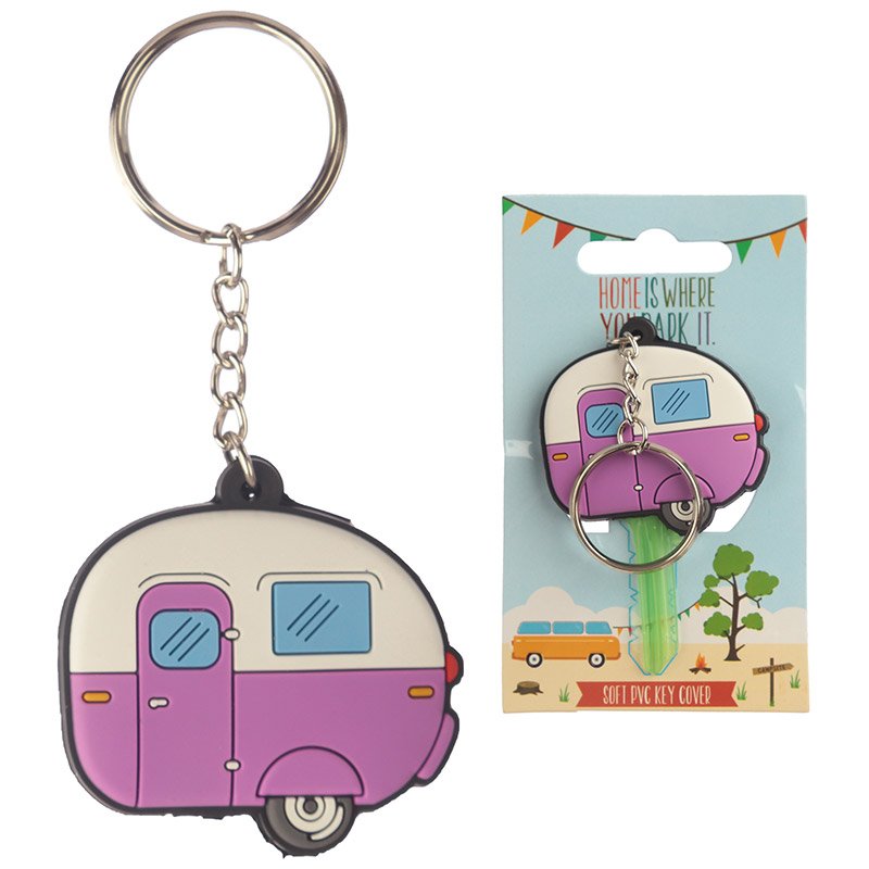 Caravan Key Cover – PVC & Stainless Steel Keyring – Gadgetly