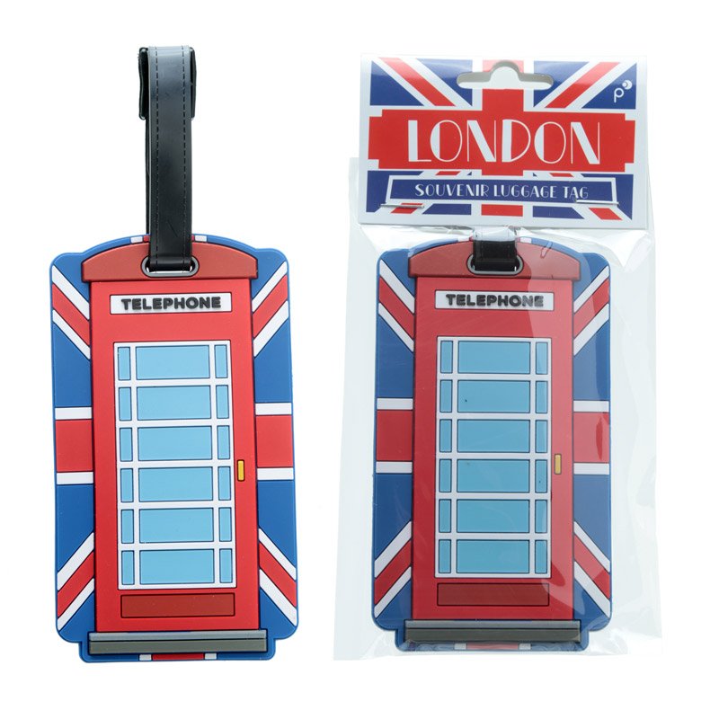 London luggage tag – Union Jack telephone box – Gadgetly