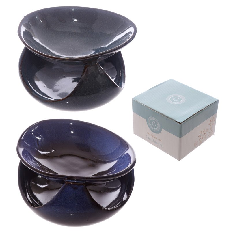 Ceramic Oil Burner with Abstract Mottled Glaze – Gadgetly