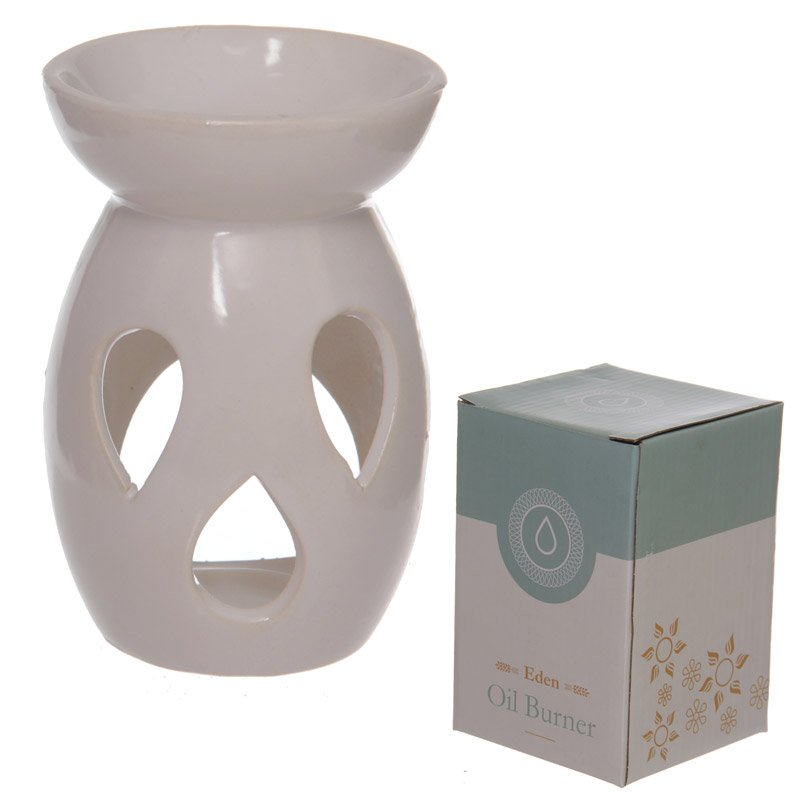 White Ceramic Wax Burner – Tear‑Drop Design – 12cm