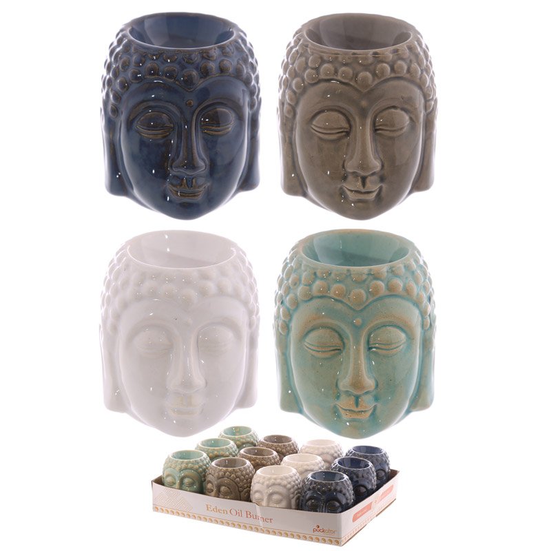 Ceramic Buddha Oil Burner – Crackled Glaze – Gadgetly