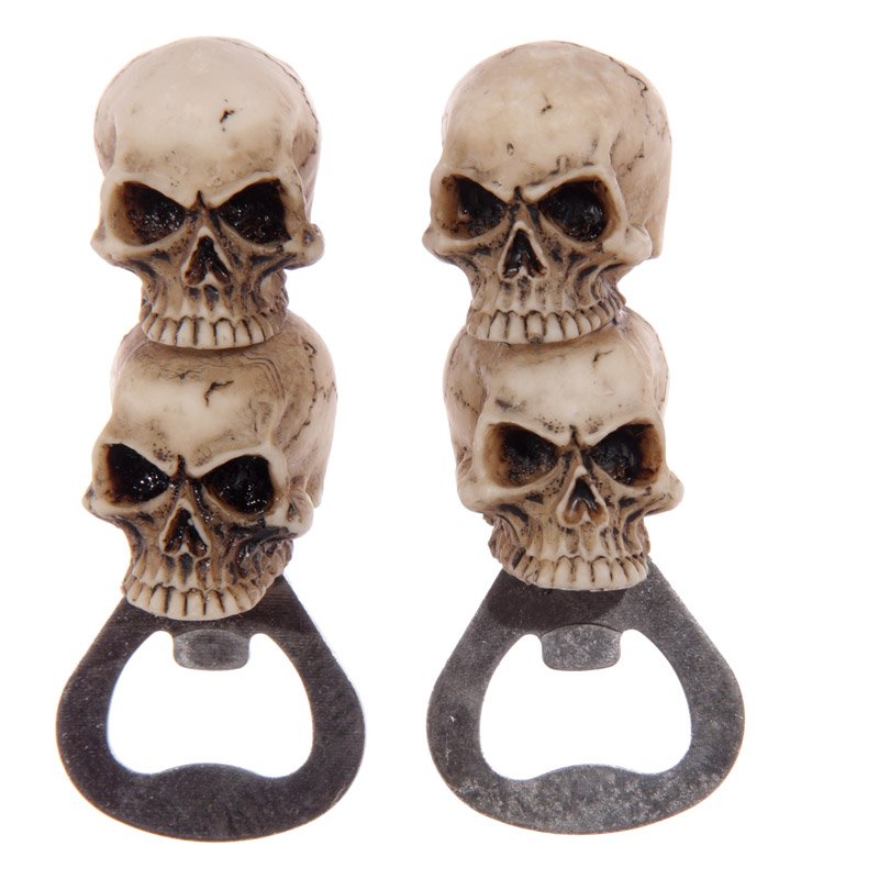 Double Skull Bottle Opener – Resin & Metal, 9.5cm – Gadgetly