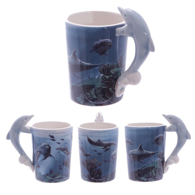 Dolphin Ceramic Mug with Shaped Handle – 400ml – Gadgetly