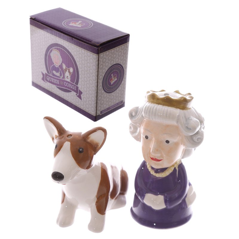 Ceramic Salt and Pepper Shakers – Queen & Corgi – Gadgetly