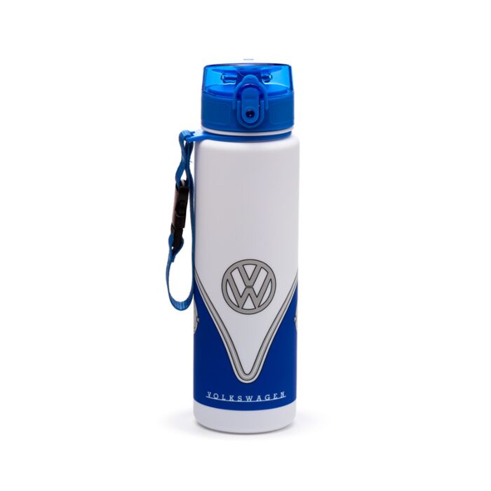 600ml Shatterproof Pop Top Water Bottle - Volkswagen VW T1 Camper Bus Blue