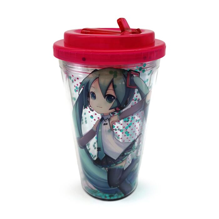 Shatterproof Double Walled Cup with Lid and Straw - Hatsune Miku
