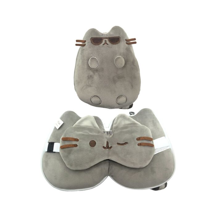 Relaxeazzz Travel Pillow & Eye Mask  - Pusheen the Cat with Sunglasses