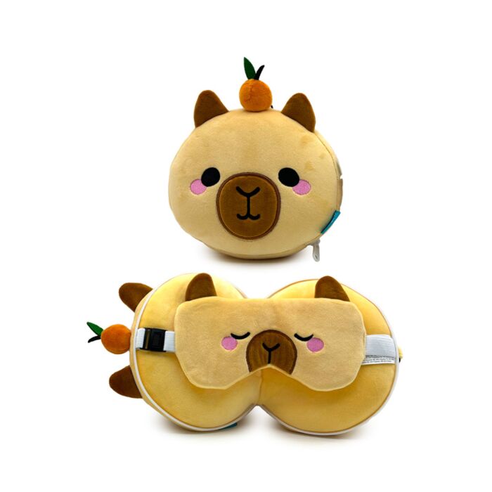 Relaxeazzz Travel Pillow & Eye Mask - Duke the Capybara