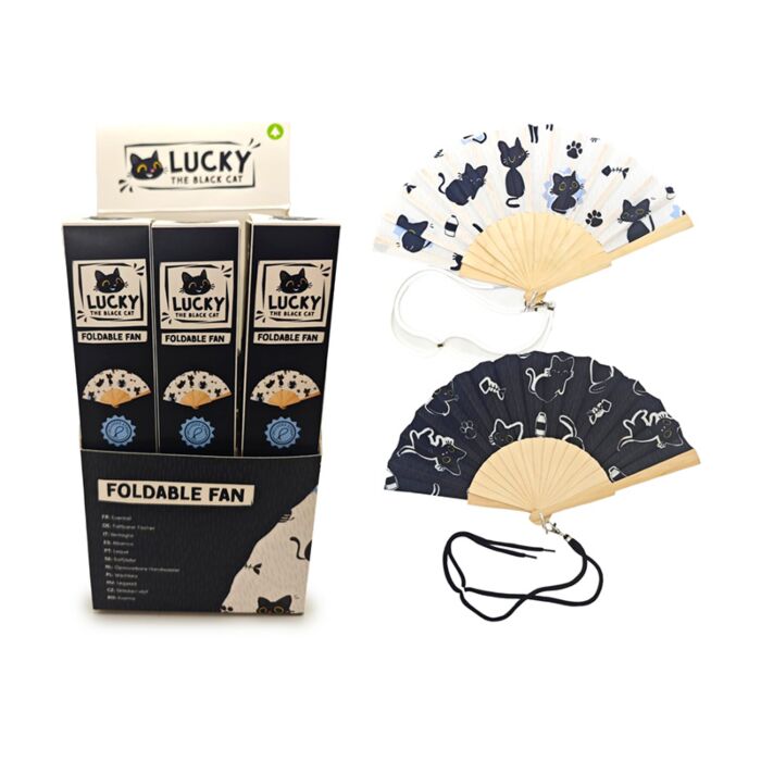 Folding Hand Fan - Lucky the Black Cat