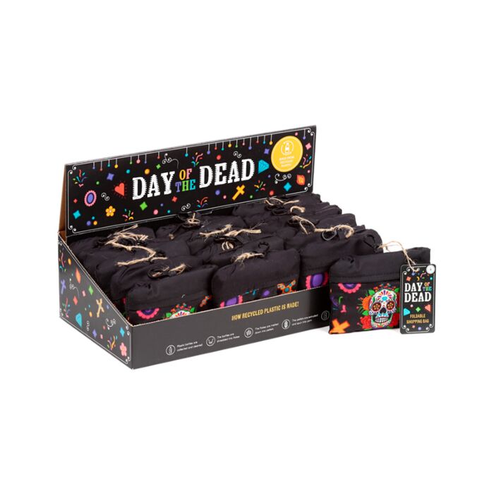 Handy Foldable RPET Shopping Bag - Day of the Dead