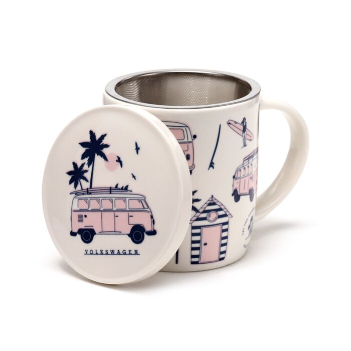 Porcelain Mug & Infuser Set - Volkswagen VW T1 Camper Bus Explore More 