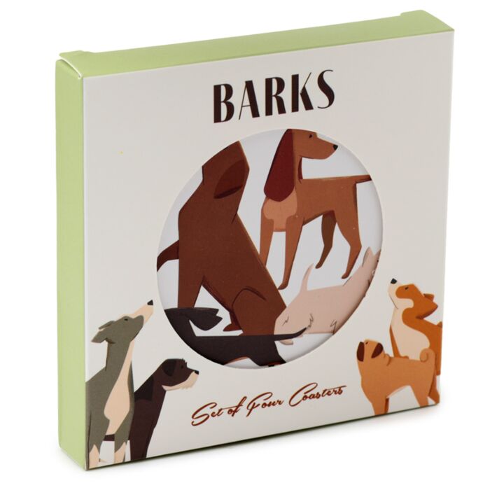 Set of 4 Cork Novelty Coasters - Barks Dog