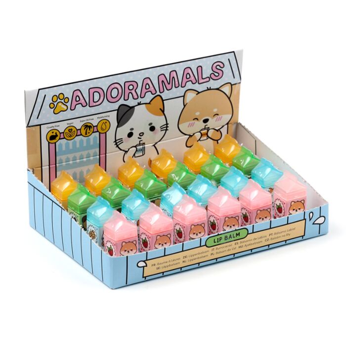 Lip Balm in Shaped Holder - Adoramals Milk Carton