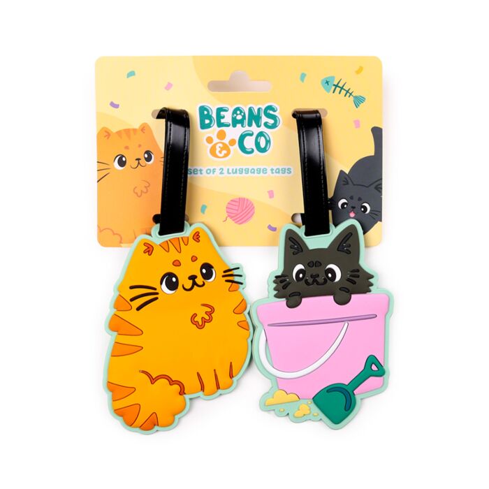PVC Luggage Tag Set of 2 - Beans & Co Cats