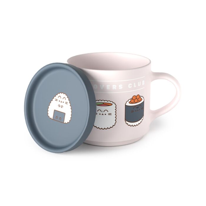 Porcelain Mug & Coaster Lid Set - Pusheen the Cat Sushi Lover