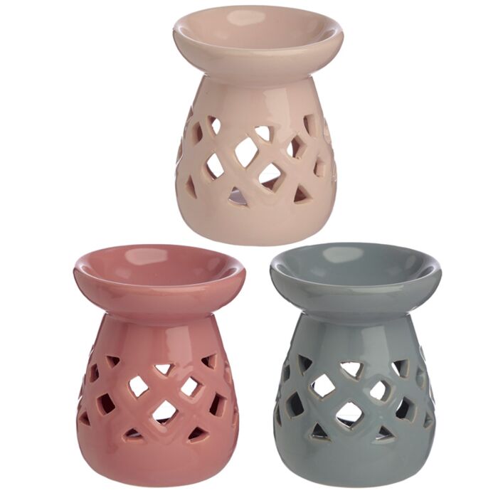 Lattice Cut-Out Ceramic Pastel Colour Eden Oil and Wax Burner