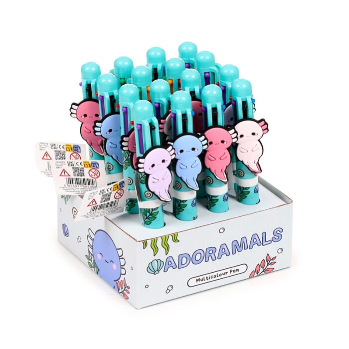 Multi Colour Pen (6 Colours) - Adoramals Maddie the Axolotl
