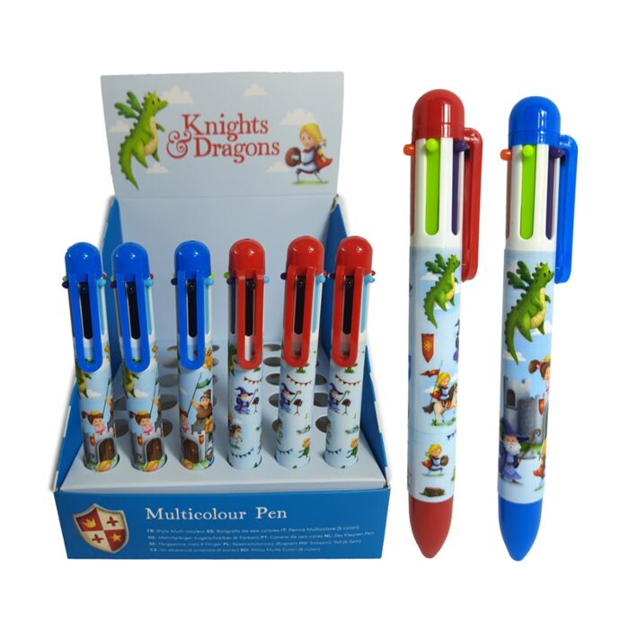Multi Colour Pen (6 Colours) - Knights & Dragons