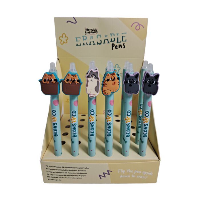 Erasable Pen with PVC Topper - Beans & Co Cats
