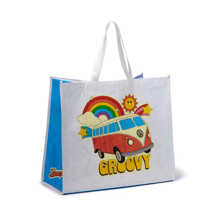 Volkswagen VW T1 Camper Bus Waves are Calling RPET Reusable Shopping Bag