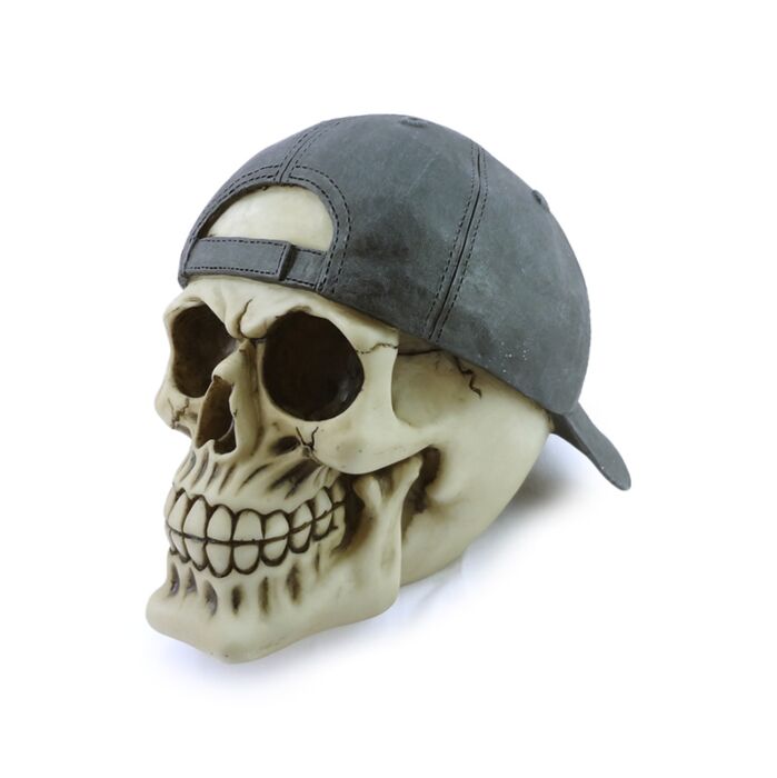 Decorative Ornament - Skull with Backwards Baseball Cap