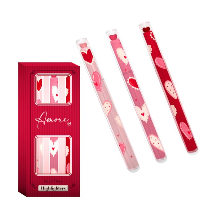 Pop Top Lid Highlighter Set of 3 - Amore Heart