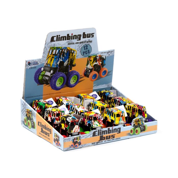 Kids Friction Action Toy - Stunt Graffiti Bus