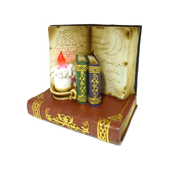 Witches Black Cat & Wise Old Magical Owl World Figure LED Display Stand