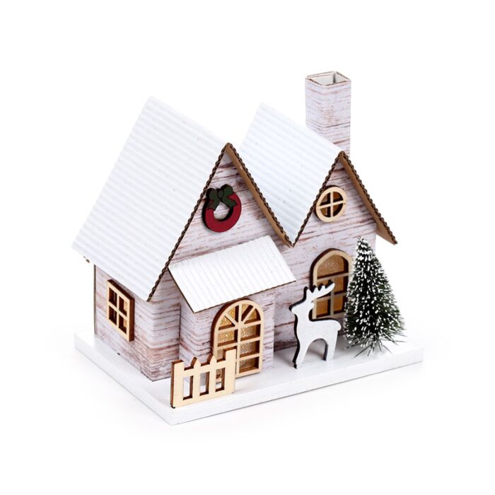 LED Decoration - Silver Birch Double Fronted Christmas House