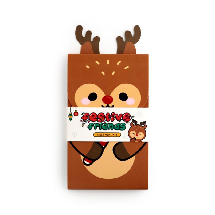 Flip Open Shaped Memo Pad - Christmas Festive Friends Rudolf 