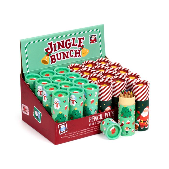 Colouring Pencil Tube - Jingle Bunch Christmas