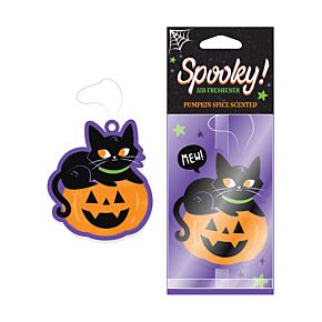 Air Freshener - Pumpkin Spice Scented Spooky Black Cat & Pumpkin