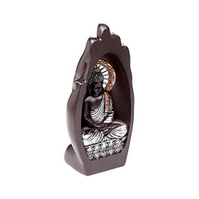 Decorative Thai Buddha Figurine - Silver & Black Hand Shaped