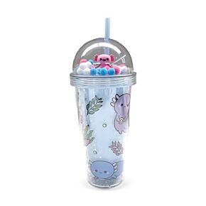 Double Walled Cup with Lid, Straw & Charms - Adoramals Maddie the Axolotl